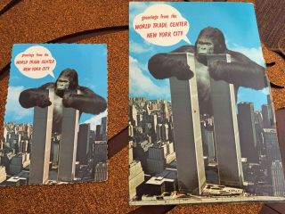2 Vintage 1 Large 9 " X 6 " Postcard York City World Trade Center King Kong
