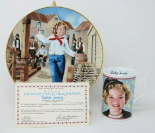 The Danbury Shirley Temple Collector Plate & Mug Captain January W/coa
