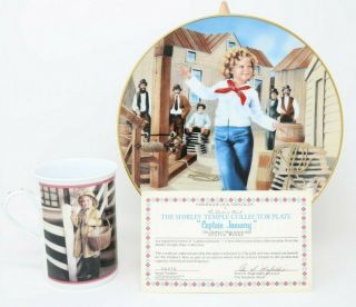 The Danbury Shirley Temple Collector Plate & Mug Captain January w/COA 3