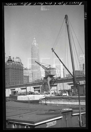 1931 Pier 6 Manhattan Nyc Skyline York City Old Photo Negative 442b