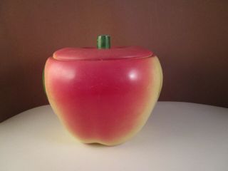 Vintage Hull Blushing Apple Ceramic Grease Holder Small Cookie Jar Canister 2
