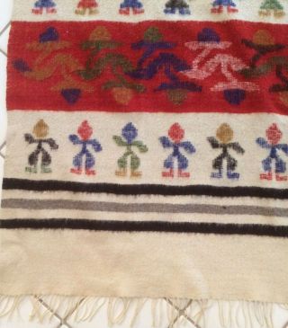 Vintage Hand Woven Guatemalan Wool Blanket / Rug Multicolor 60 