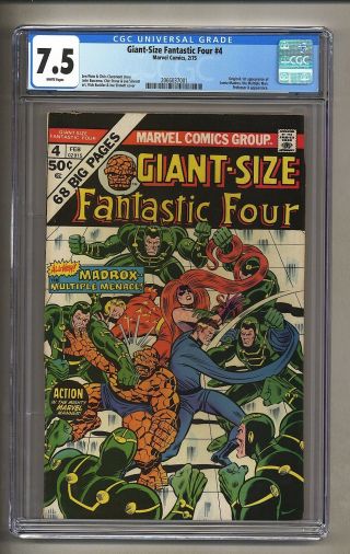 Giant - Size Fantastic Four 4 (cgc 7.  5) White Pages; 1st App Madrox 1975 (26586