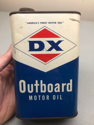 Vintage Diamond Dx Oklahoma Outboard Motor Oil Quart Can Square Boat