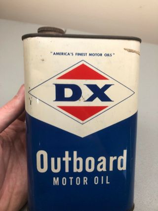 Vintage Diamond DX Oklahoma Outboard Motor Oil Quart Can Square Boat 2
