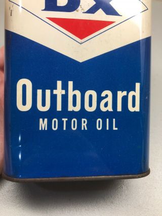 Vintage Diamond DX Oklahoma Outboard Motor Oil Quart Can Square Boat 3