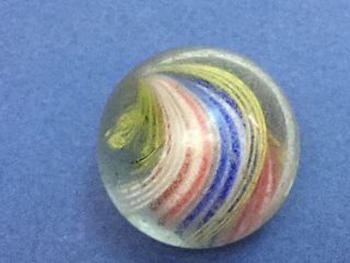 Vintage Solid Core German Swirl Marble 1 " Swirl Colorful Blue Yellow Red White