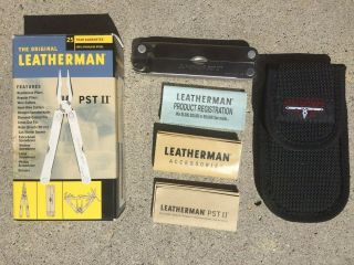 Vintage Leatherman Pst Ii Multi - Tool With Case & Box/ Paper Work
