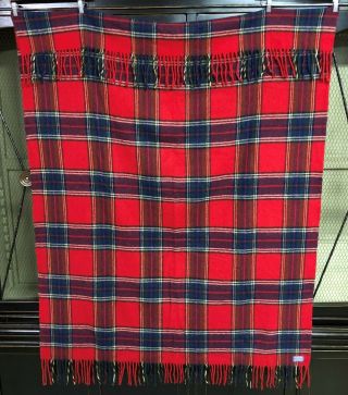 Vintage Pendleton Red Tartan Plaid Wool Blanket Throw 70 " X 51 "