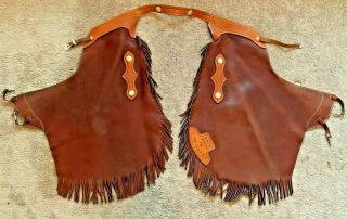 Vtg 2002 Ctpa 3 3rd Place Decorated Basketweave Leather Western Cowboy Chaps Xl