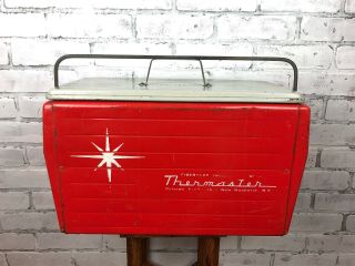 Vintage Orange Thermaster Insulated Metal Chest Cooler With Bottle Opener