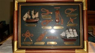 Sailing Knots Wood/brass Picture Frame Shadow Box/display Case,  19 " X 12 " X 2 "