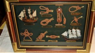 Sailing Knots wood/brass Picture Frame Shadow Box/Display Case,  19 