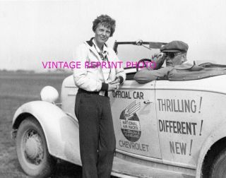 8 " By 10 " Photo Reprint Of Amelia Earhart At The 1935 Championship Air Races