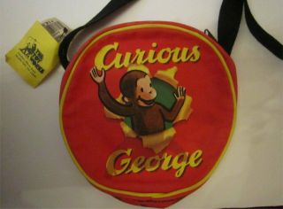 Vintage Curious George Round Red Canvas Purse Tote Shoulder Bag W/tags Strap