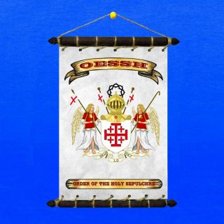 Knights Of The Holy Sepulchre Flag: 5in1: Banner Sticker Pennant Postcard Magnet