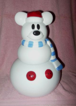 Disney Store Exclusive Mickey Mouse Ceramic Snow Mouse Cookie Jar