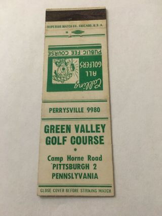Vintage Matchbook Cover Matchcover Green Valley Golf Course Pittsburgh Pa