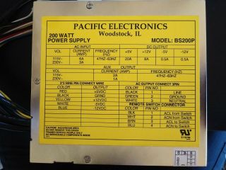 Pacific Electronics Bs200p 200 Watt Power Supply Unit - -