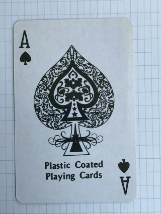 (137) Single Playing Card - Ace Of Spades - Japan - Plastic Coated