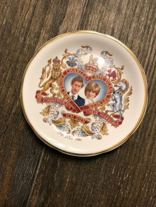 Vintage 29 July 1981 Prince Charles Lady Diana Commemorate Marriage Trinket Dish