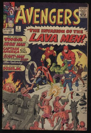 Avengers 5 Vg Ow Pgs Lava Men Hulk Stan Lee Jack Kirby