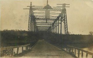 Byron Illinois Rock River Truss Girder Bridge 1907 Rppc Photo Postcard 9981