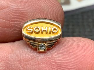 Sohio Petroleum 10k Gold 2.  1g Diamond Vintage Rare Service Award Pin.