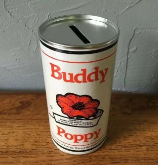 Vintage U.  S.  Veterans Of Foreign Wars Buddy Poppy Donation Can Coin Bank Nos