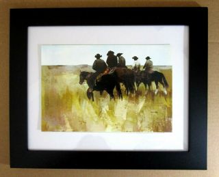 Vintage Art Print Cowboy Roundup Prairie Peter Mcintyre Wagon Mound Nm Framed