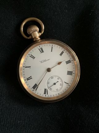 Vintage Waltham Traveller Gents Gold Plated Pocket Watch Stunning