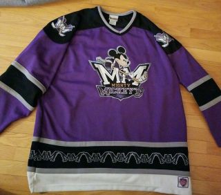 Walt Disney World Mickey Mouse Mighty Mickeys Hockey Jersey Size Xxl Purple 28