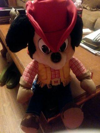 Knickerbocker Disney Mickey Mouse Vintage Plush Doll Cowboy Western Hat Style