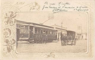 Mexico City,  Mexico,  Street View,  Trolley,  Carriage,  Real Photo Pc 1908