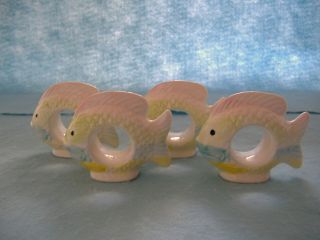 Knobler Japan Porcelain Fish Napkin Rings - Set Of 4 - Pastel Colors