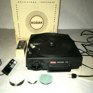 Vintage Kodak Carousel 750 Slide Projector,  Extra Lens,  Remote