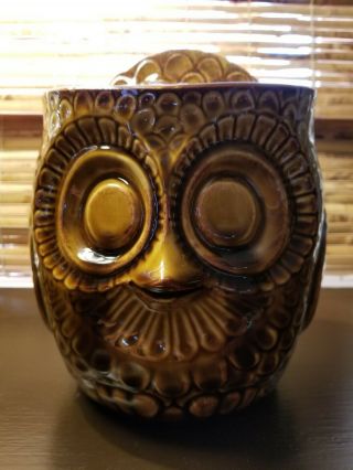 Rare,  Vintage,  Mcm,  Mccoy Owl Cookie Jar - Brown Drip Glaze