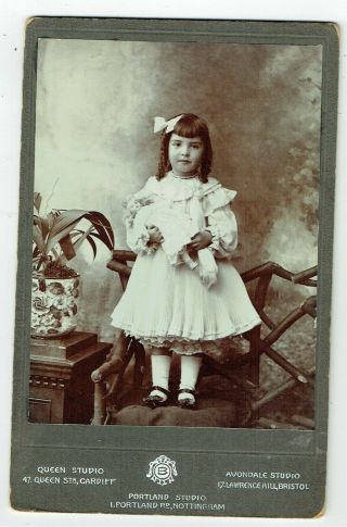 Victorian Cabinet Photo Small Girl Holding Doll Nottingham Photographer
