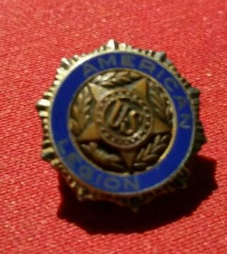 Vintage 1/2 " Us American Legion Sterling Silver Tie Tack Lapel Collar Pin