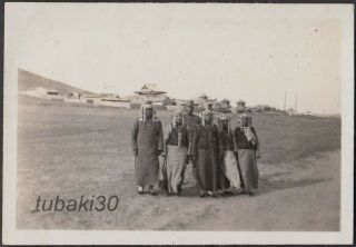 F19 China Inner Mongolian Japan Army Convoy 1930s Photo Mongol Girls And Soldier