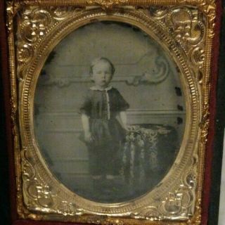 Ruby Ambrotype,  1/6 Plate.  Adorable Little Boy.  Case.  Great Backdrop.