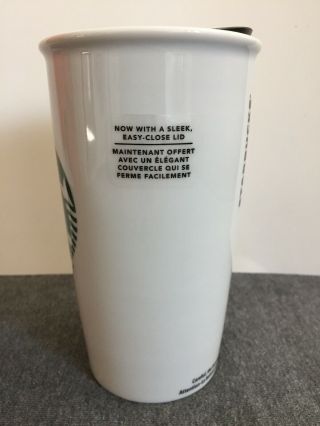Starbucks 12oz White Ceramic Travel Tumbler Mug & Lid To Go Cup Mermaid Logo 3