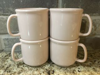 Set Of 4 Vintage Tupperware Melmac Pale Pink Coffee Mugs Camping 50s Kitchen