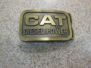Caterpillar Tractor Co 1981 Cat Diesel Power Brass Belt Buckle Sales Guides Logo