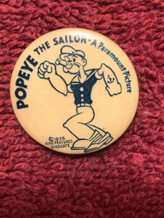 Popeye The Sailor Pinback Paramount Pictures King Syndicate 1935