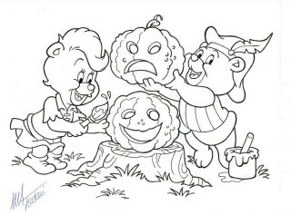 Disney Gummi Bears Hand Drawn & Inked Page Signed Mickey Jordan Convention Art