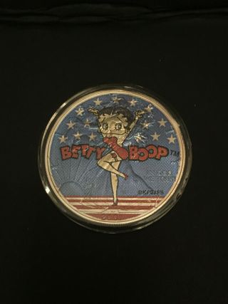 2001 Betty Boop Colorized Licensed U.  S.  Silver Eagle Dollar 0405