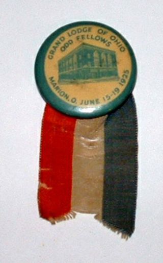 Vintage Ioof Odd Fellows Grand Lodge Of Ohio Marion Ohio 1925 W Ribbon