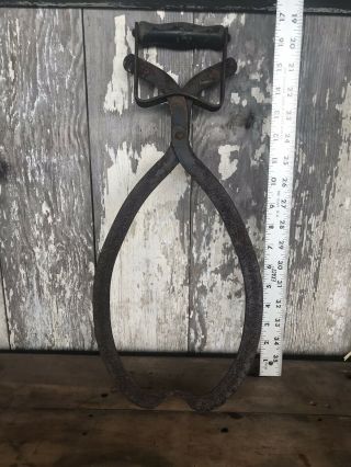 Antique Vintage Ice Block Holder Tong The Jaxon 1896 Rustic Country Primitive