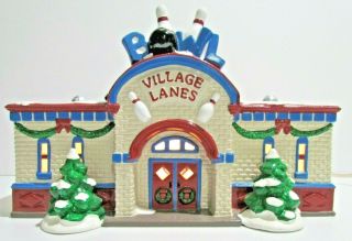 Dept 56 Christmas Snow Village Lighted Bldg 54858 " Bowling Alley " Cond